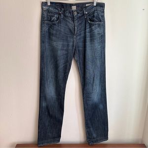 Citizens of Humanity Straight Leg SID Denim Jeans Distressed Med Wash 34